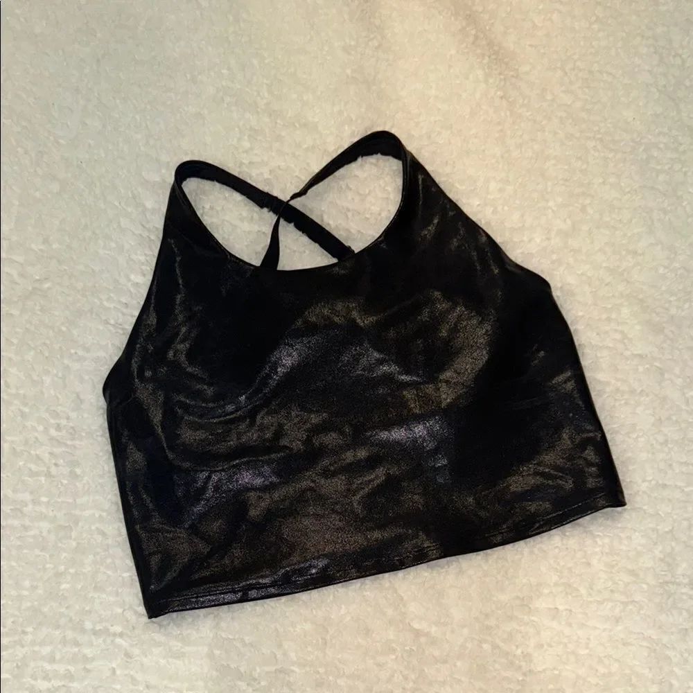 Black Shiny Work Out Top